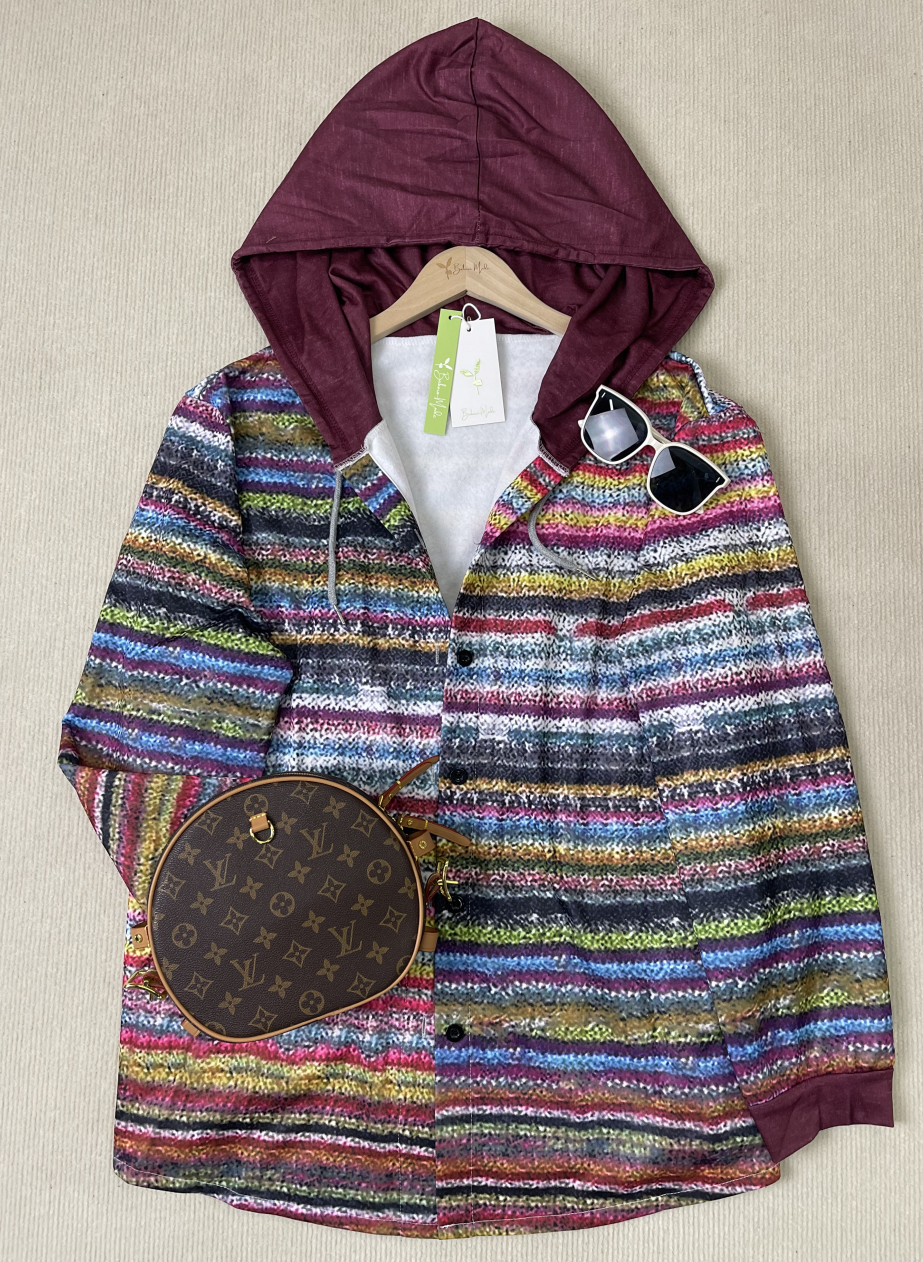 Elegant hættetrøje med tryk overtøj - Leonera