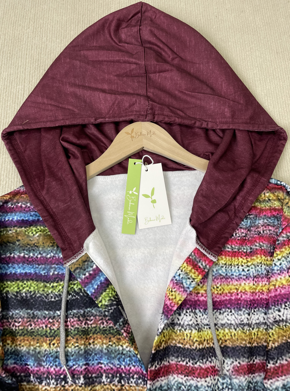 Elegant hættetrøje med tryk overtøj - Leonera