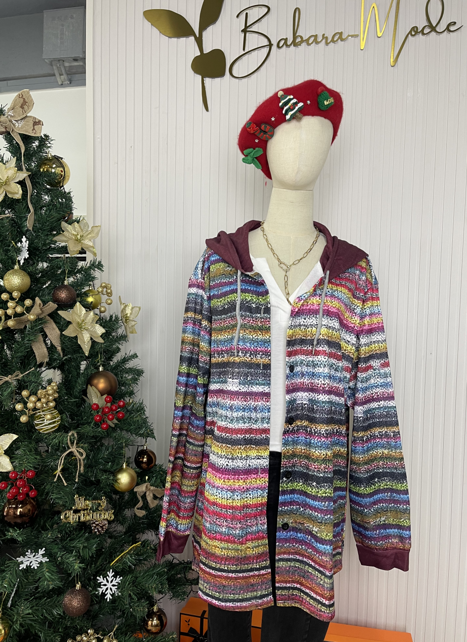 Elegant hættetrøje med tryk overtøj - Leonera