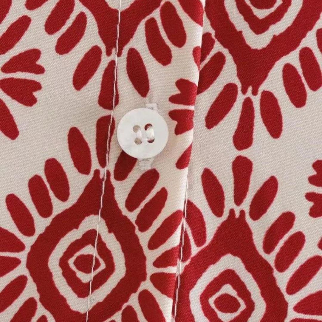 Langærmet kjole med geometrisk mønster - Henriette