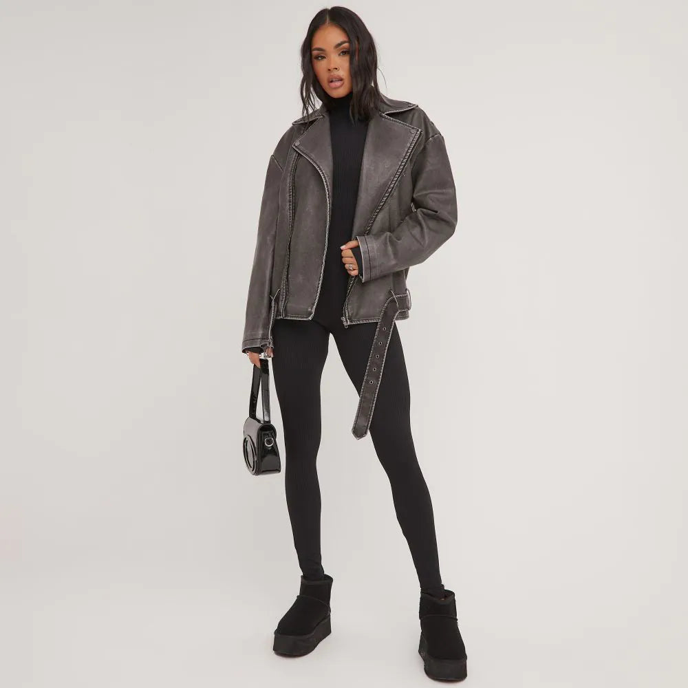 Oversized læderjakke til kvinder - Gigis