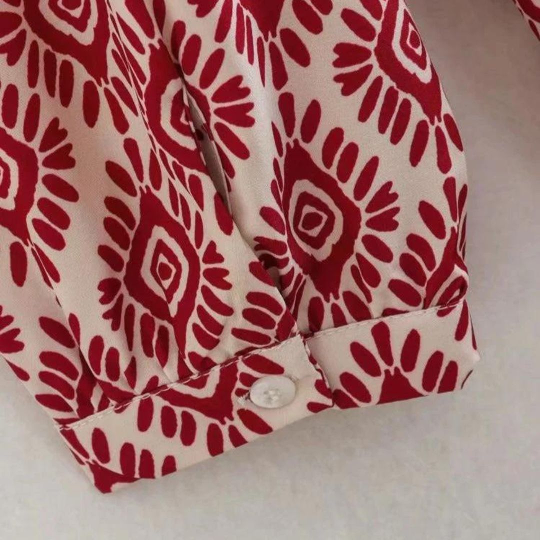 Langærmet kjole med geometrisk mønster - Henriette