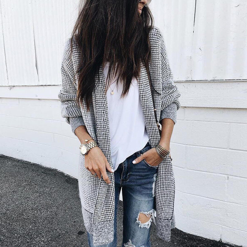 Stilfuld ternet løs cardigan - Olivi
