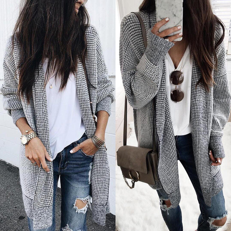 Stilfuld ternet løs cardigan - Olivi