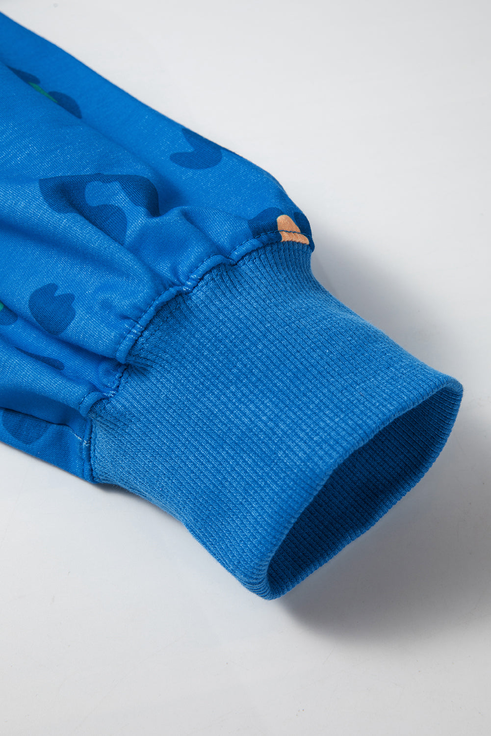 Himmelblå leopard sweatshirt med ribkant, drop shoulder pullover - Fran