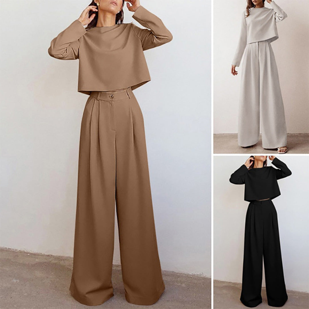 Elegant Todelt Damesæt | Top + Vide Bukser - Shelyia