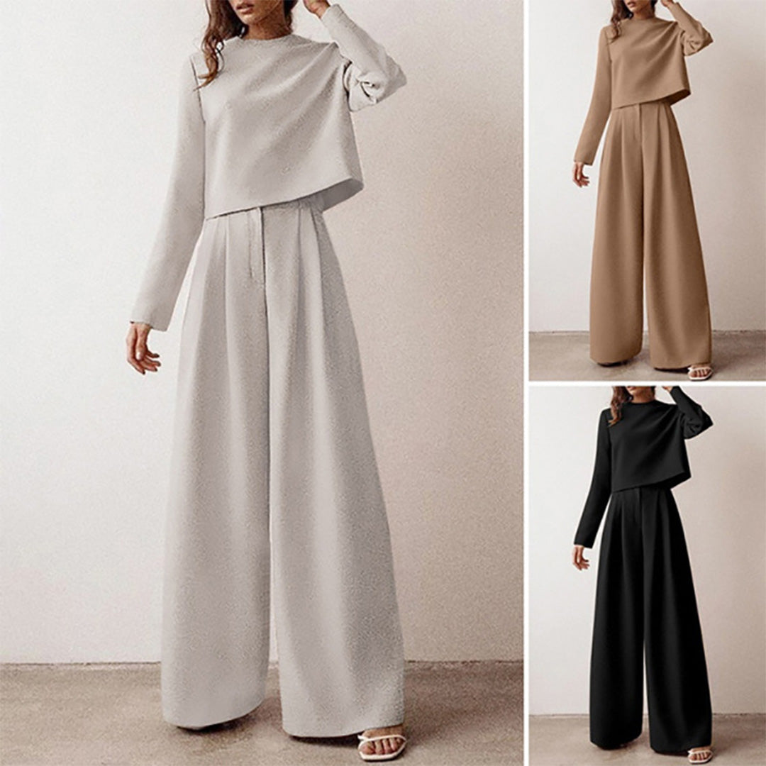 Elegant Todelt Damesæt | Top + Vide Bukser - Shelyia