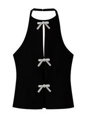 Diamond Sløjfe Toppe Vintage Halter Neck Ærmeløs til jul - Katarina