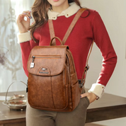Læderrygsæk til kvinder til rejser Anti-tyveri - Malene