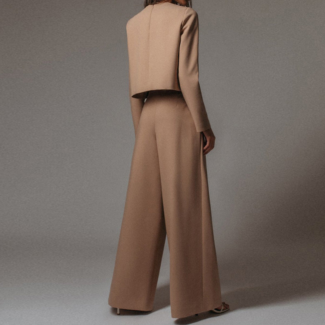 Elegant Todelt Damesæt | Top + Vide Bukser - Shelyia