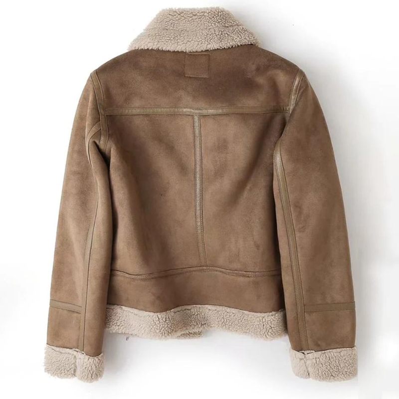Læderjakke med sherpafor - Maciel