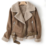 Læderjakke med sherpafor - Maciel