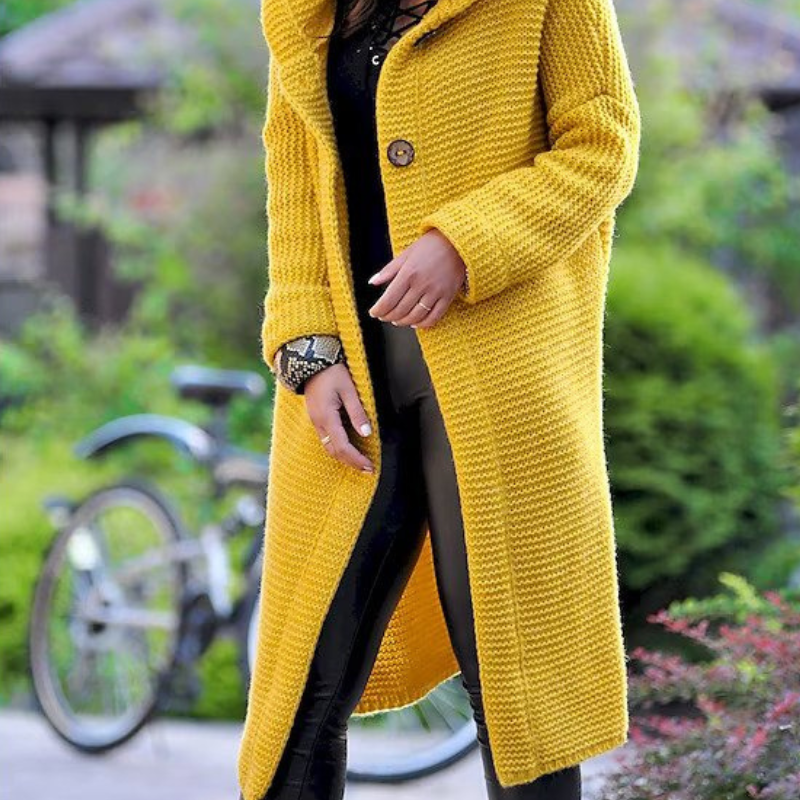 Lang cardigan med hætte til kvinder - Harnett