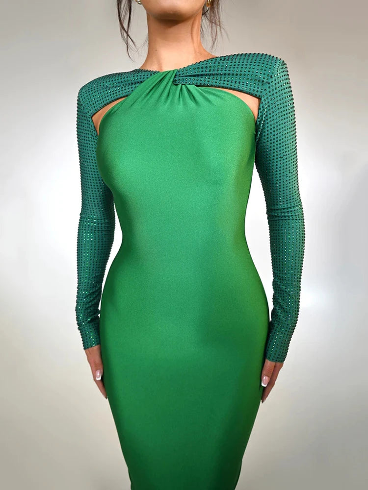 Langærmet festmaxikjole til kvinder - Marna