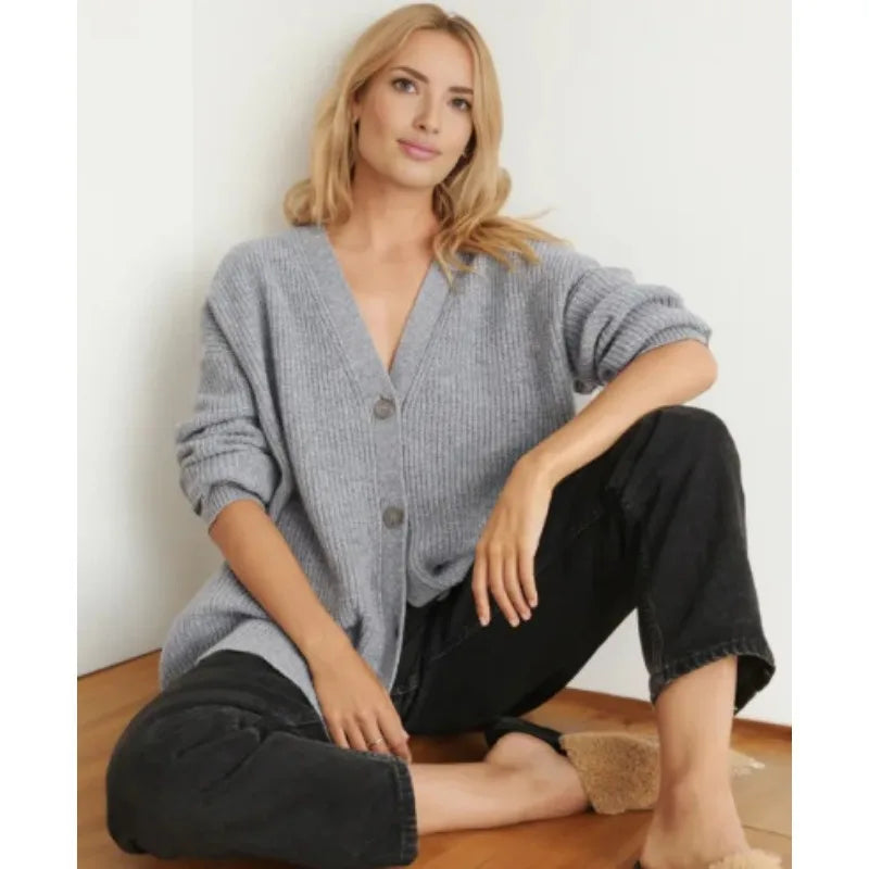 Vinter kvinde strikket cardigan sweater top - Zavina