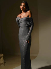 Elegant stropløs sparkle maxi kjole til kvinder festkjole - Natasja