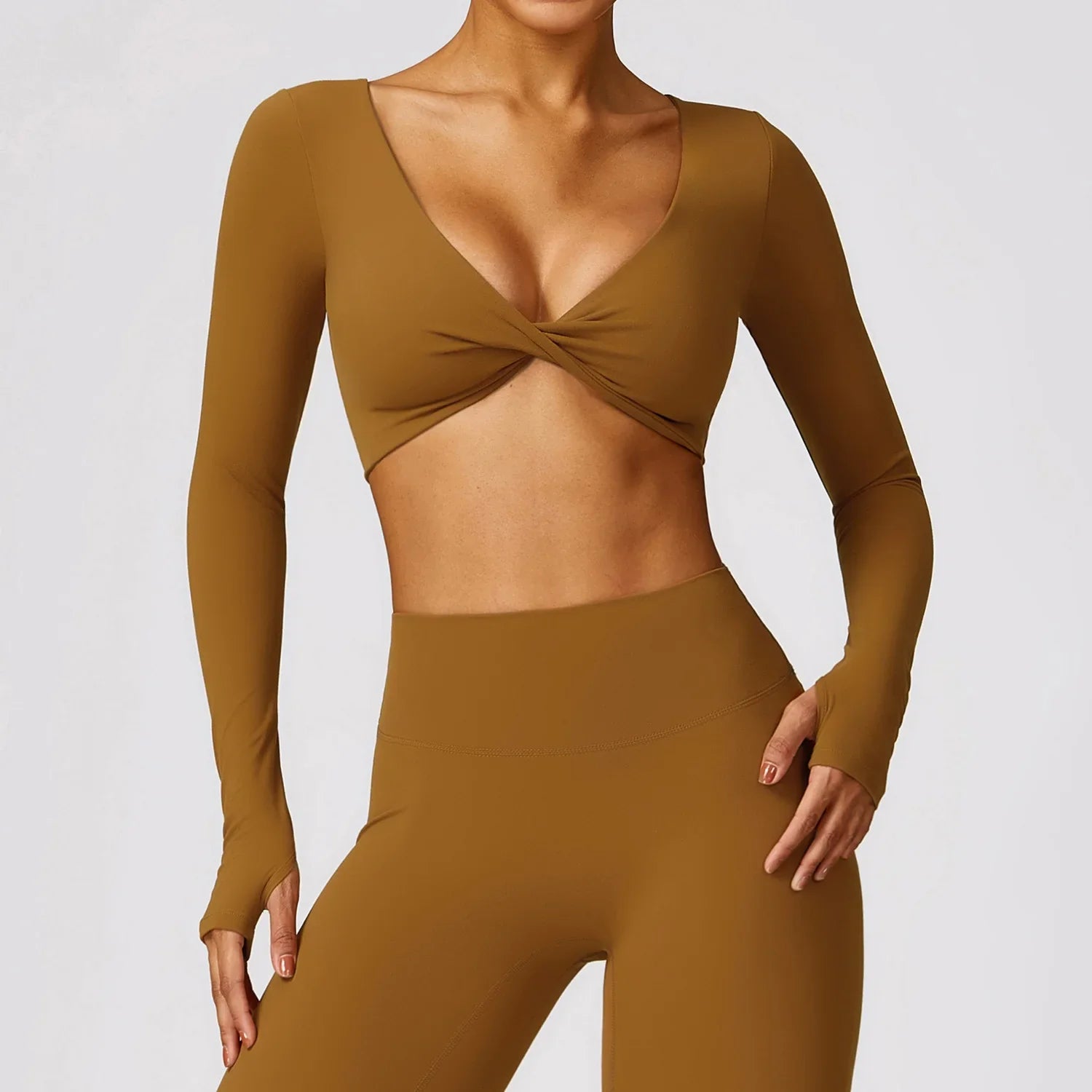 Langærmet Kort Yogaskjorte | Activewear til Kvinder - Aukaz