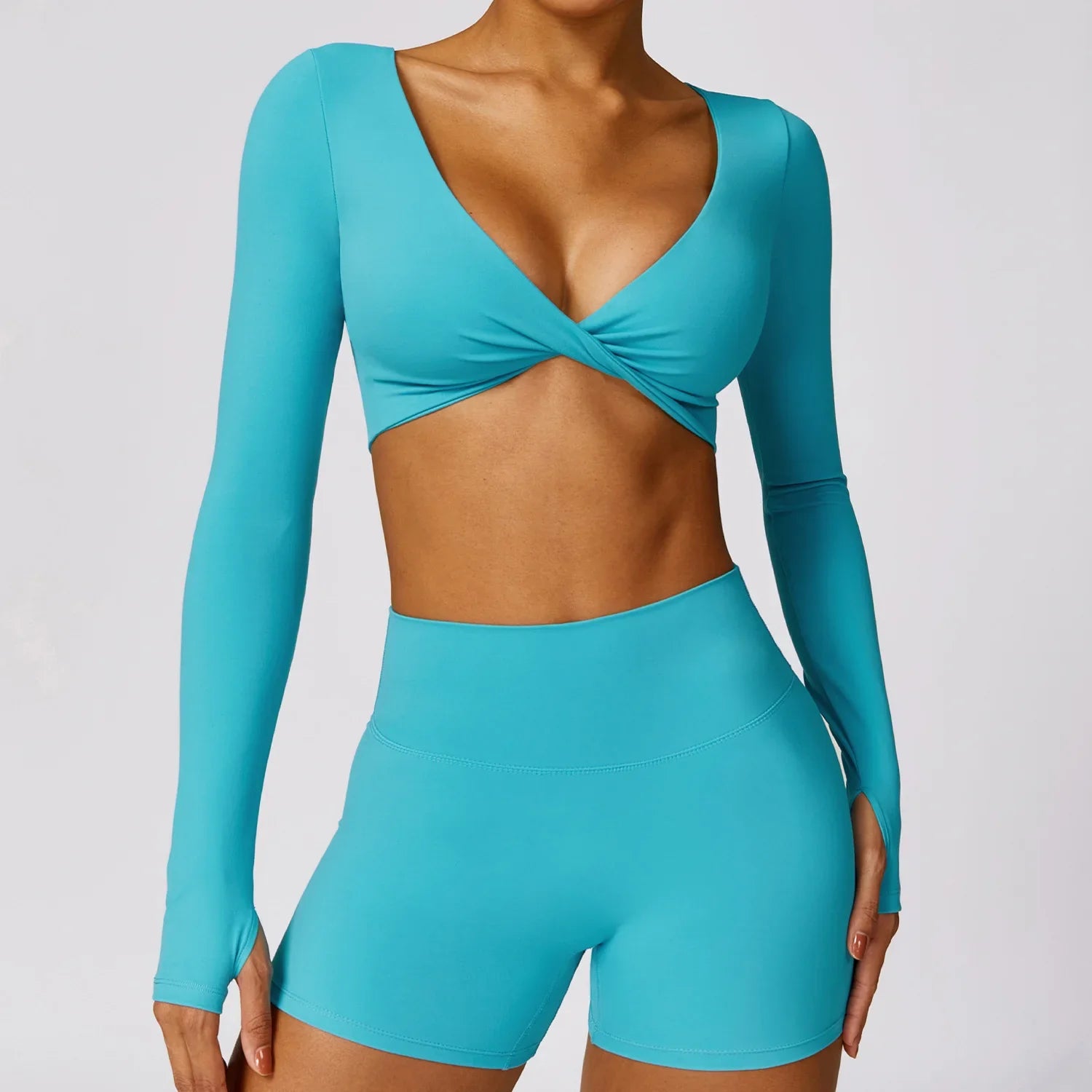 Langærmet Kort Yogaskjorte | Activewear til Kvinder - Aukaz
