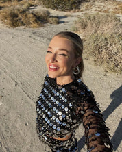 Gennembrudt minikjole med pailletter til fest kvinder - Laila