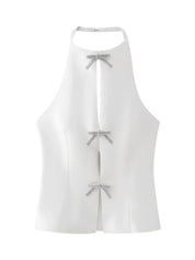 Diamond Sløjfe Toppe Vintage Halter Neck Ærmeløs til jul - Katarina