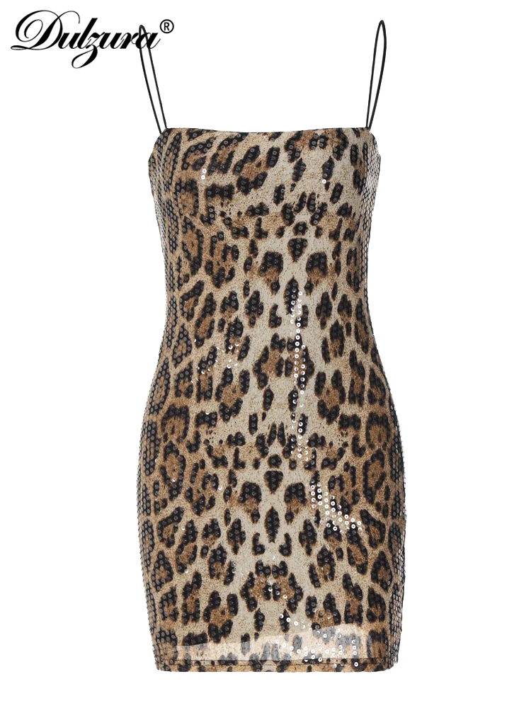 Leopardprint mini festkjole - Marine