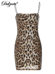 Leopardprint mini festkjole - Marine