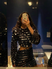 Gennembrudt minikjole med pailletter til fest kvinder - Laila