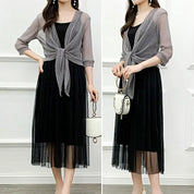 Kvinders sheer glitter cardigan halværmet snørebånd til nytårsaftener - Katherine