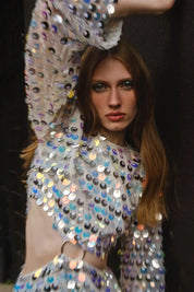 Gennembrudt minikjole med pailletter til fest kvinder - Laila