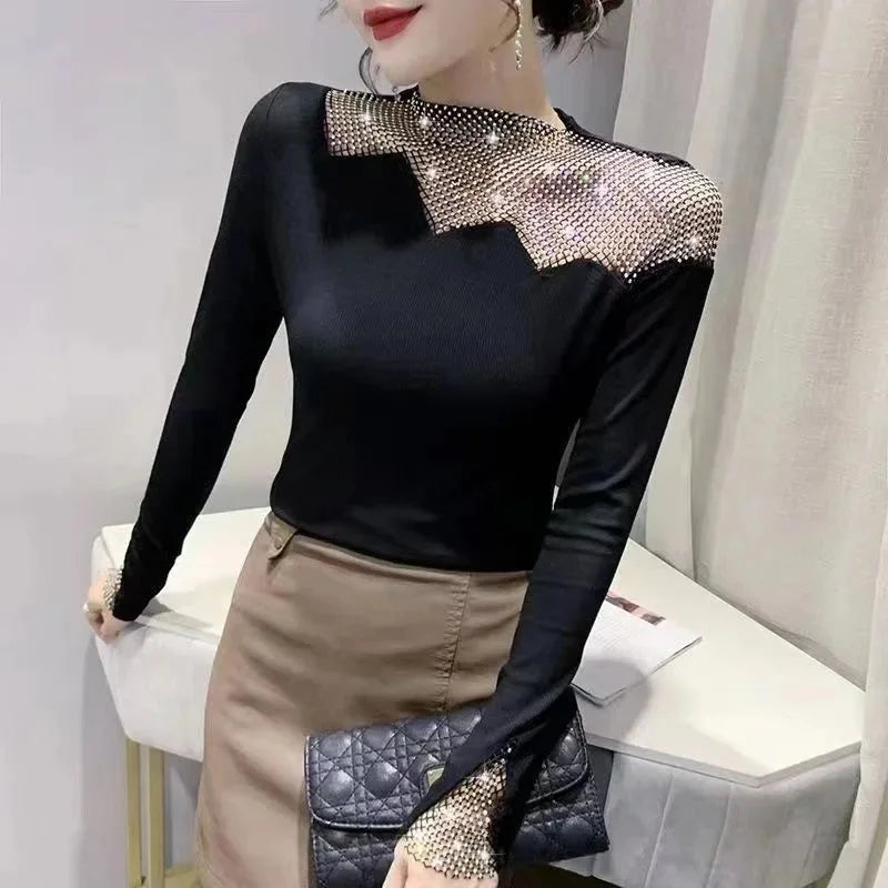 Langærmet damebluse til jul - Leonora