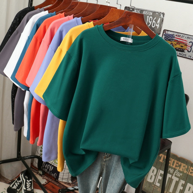 Bomuld basic plus-størrelse T-shirt til kvinder - Annika