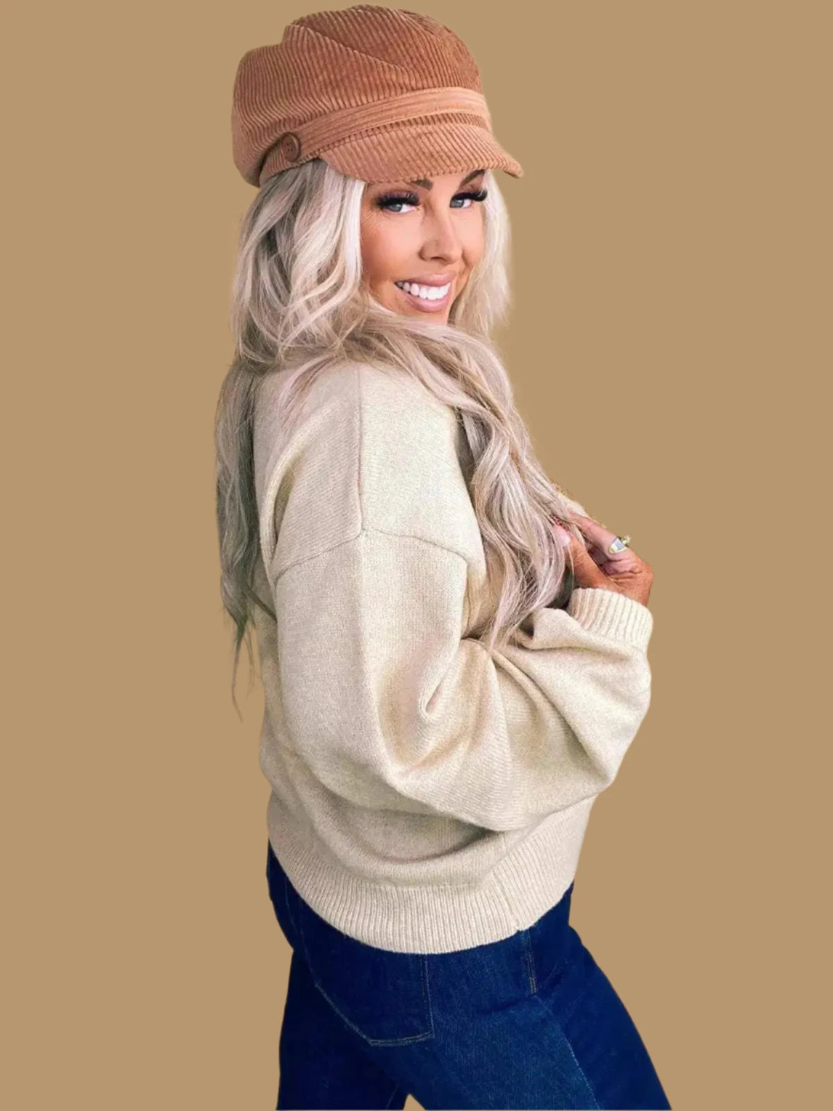 Dametrøje med rund hals til vinter - Anita