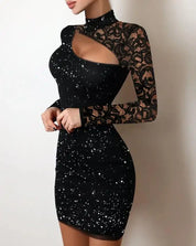 Kvinder langærmet kropsminikjole til nytårsaften - Karryn