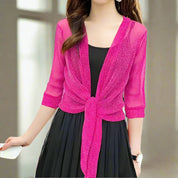 Kvinders sheer glitter cardigan halværmet snørebånd til nytårsaftener - Katherine