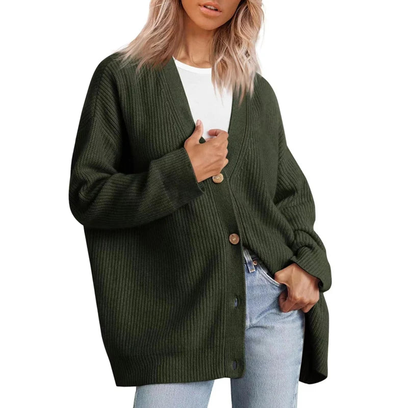 Vinter kvinde strikket cardigan sweater top - Zavina