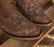 Broderede PU Læder Højhælede Cowboystøvler til Kvinder | Forårs Kollektion - Karinine