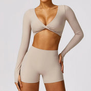 Langærmet Kort Yogaskjorte | Activewear til Kvinder - Aukaz