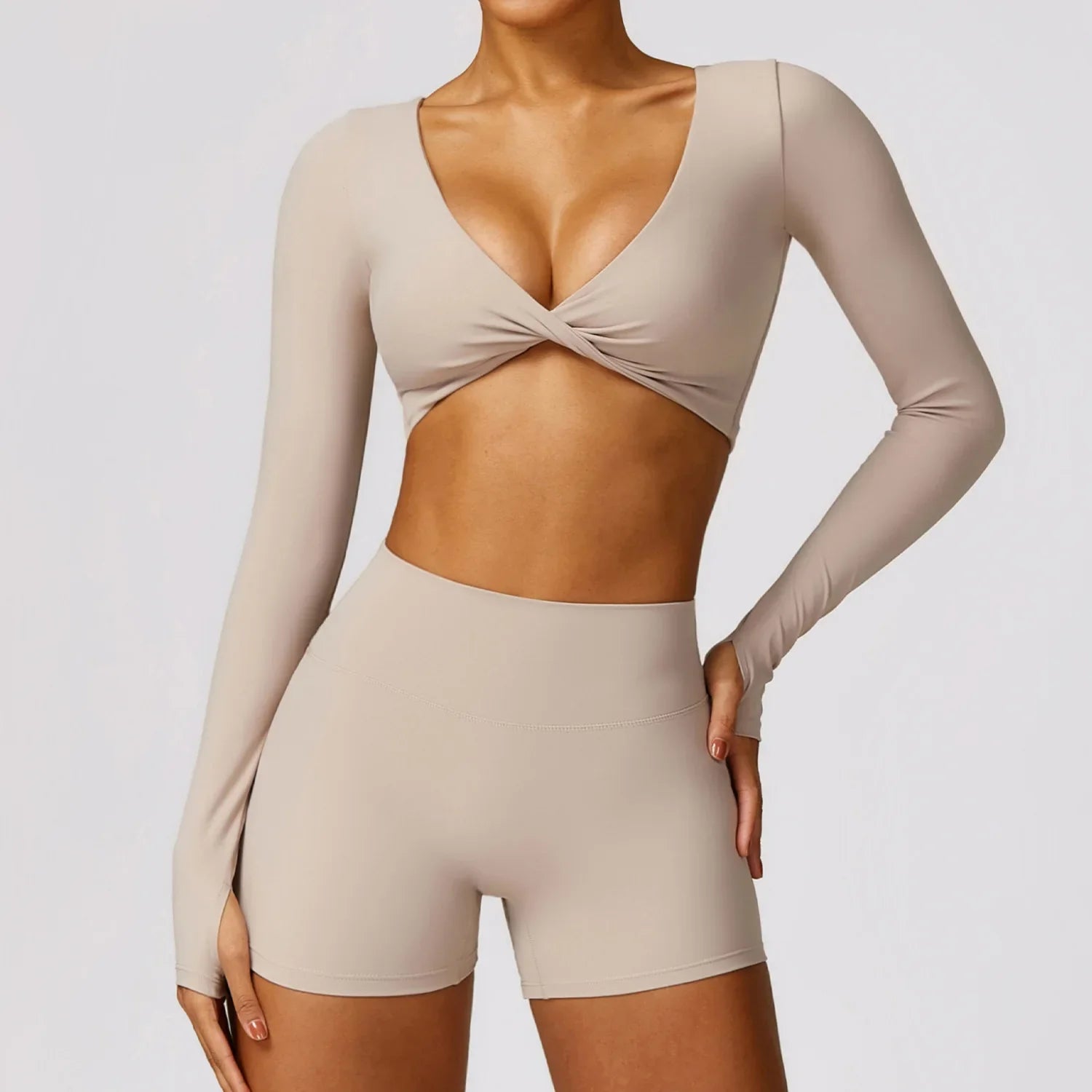 Langærmet Kort Yogaskjorte | Activewear til Kvinder - Aukaz
