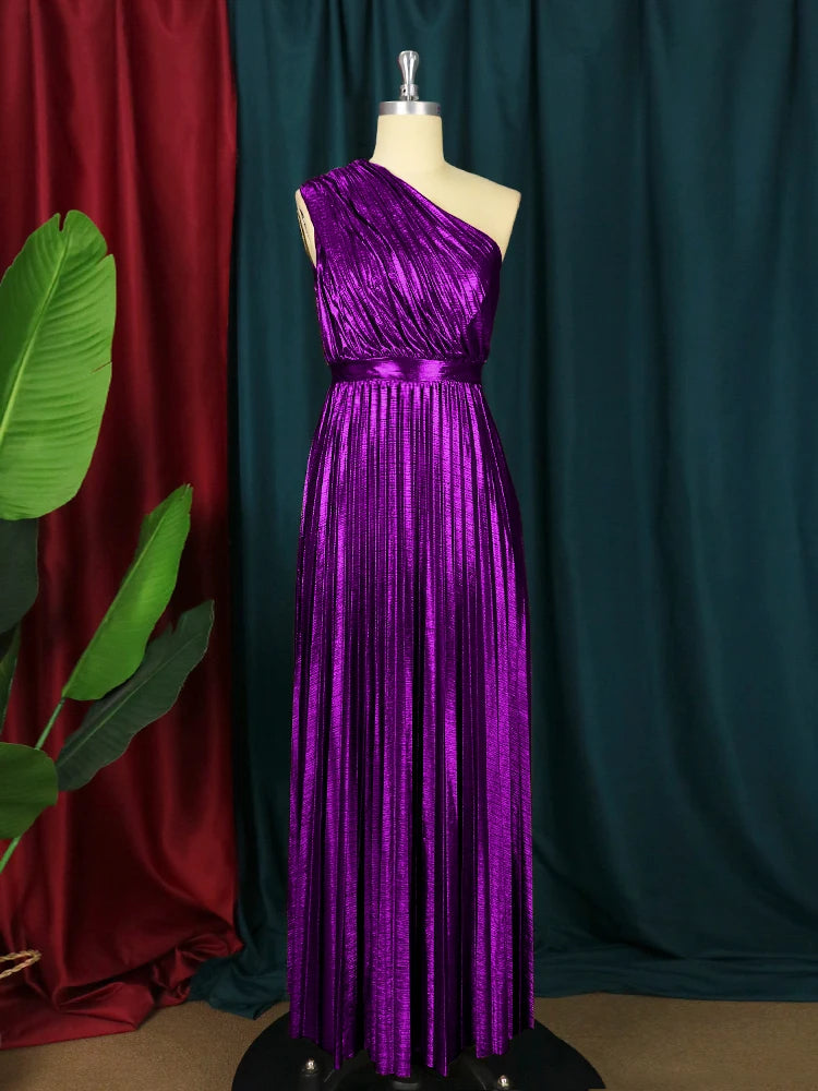 En skulder Ærmeløse skinnende Shimmer kjoler i stor størrelse til jul - Jensine