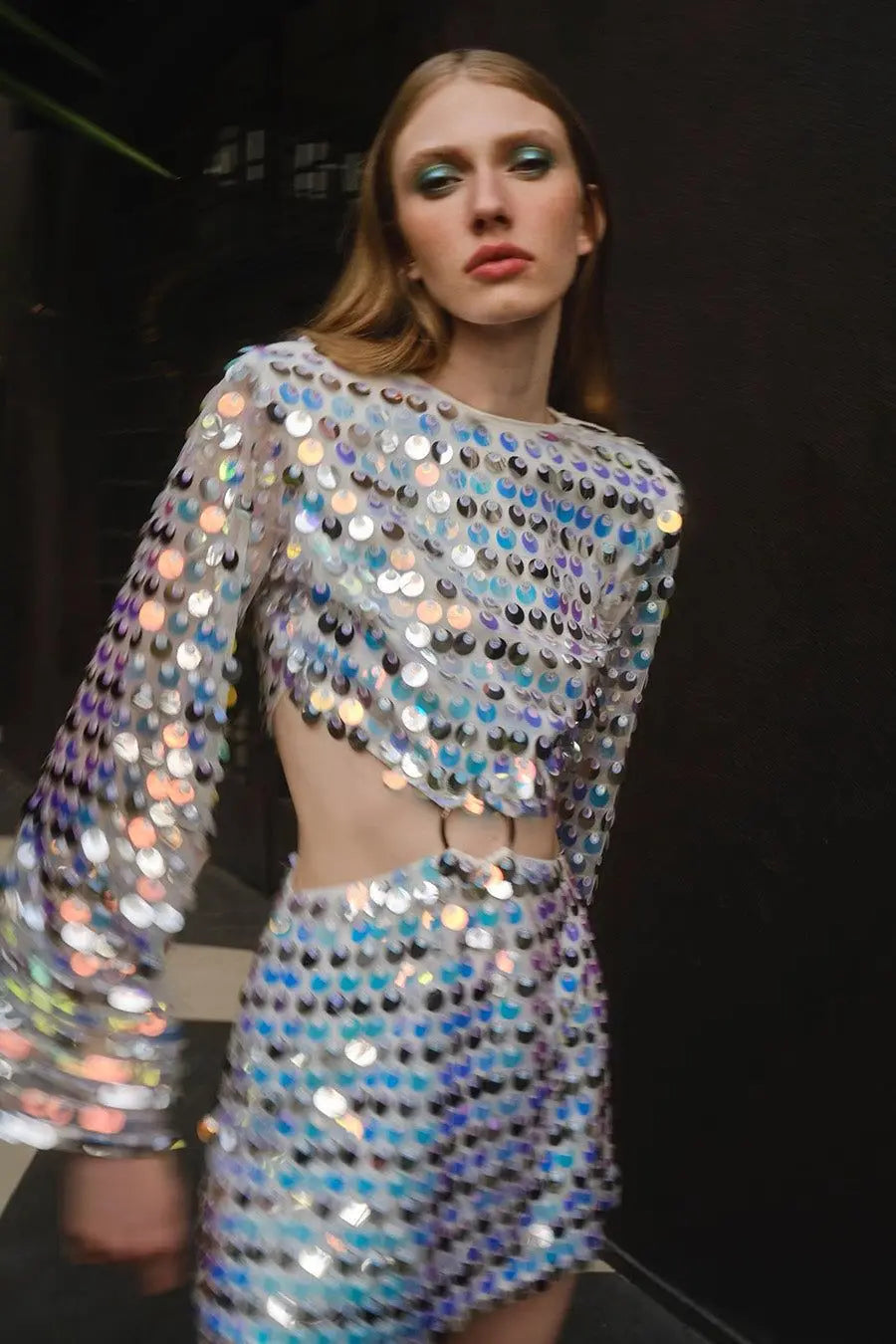 Gennembrudt minikjole med pailletter til fest kvinder - Laila