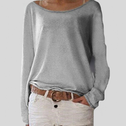 Finstrikket sweater med rund hals - Nuena