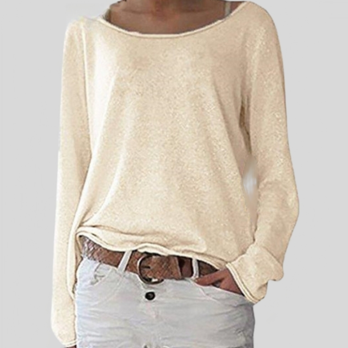 Finstrikket sweater med rund hals - Nuena