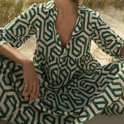 Langærmet kjole med geometrisk mønster - Henriette