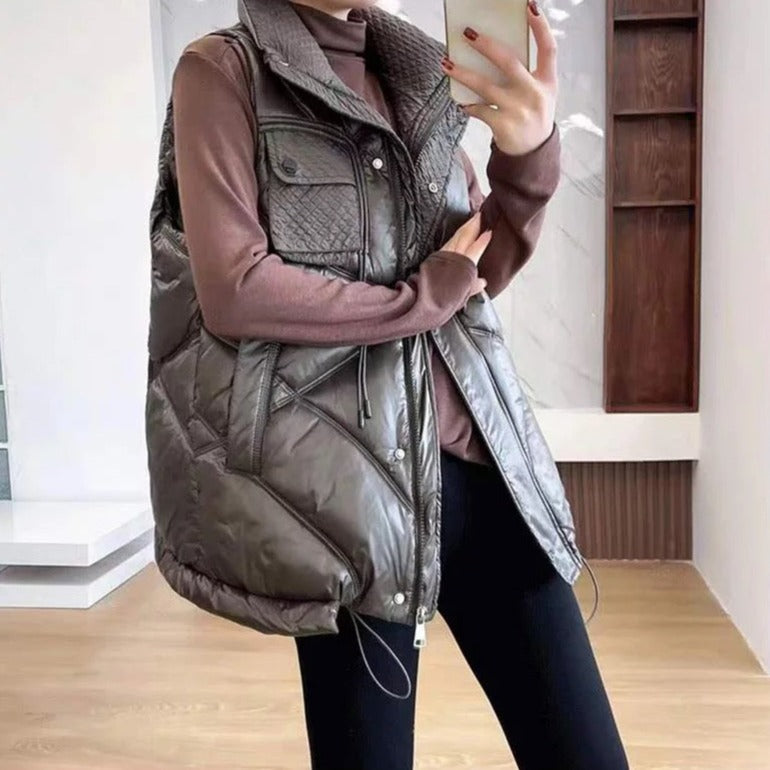 Afslappet vintervest med hætte - Edith