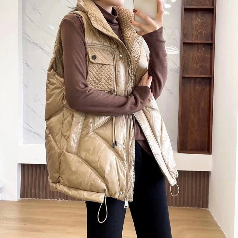 Afslappet vintervest med hætte - Edith