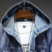 Denimjakke til mænd med hætte i vintagestil - Ezeil