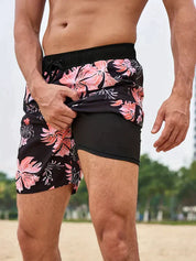 Kenan - Sorte Flamingo badeshorts