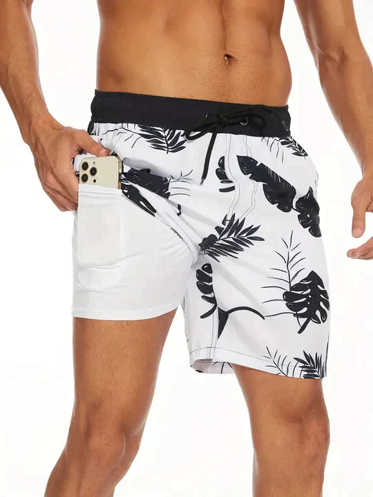 Kenan - Sorte Flamingo badeshorts