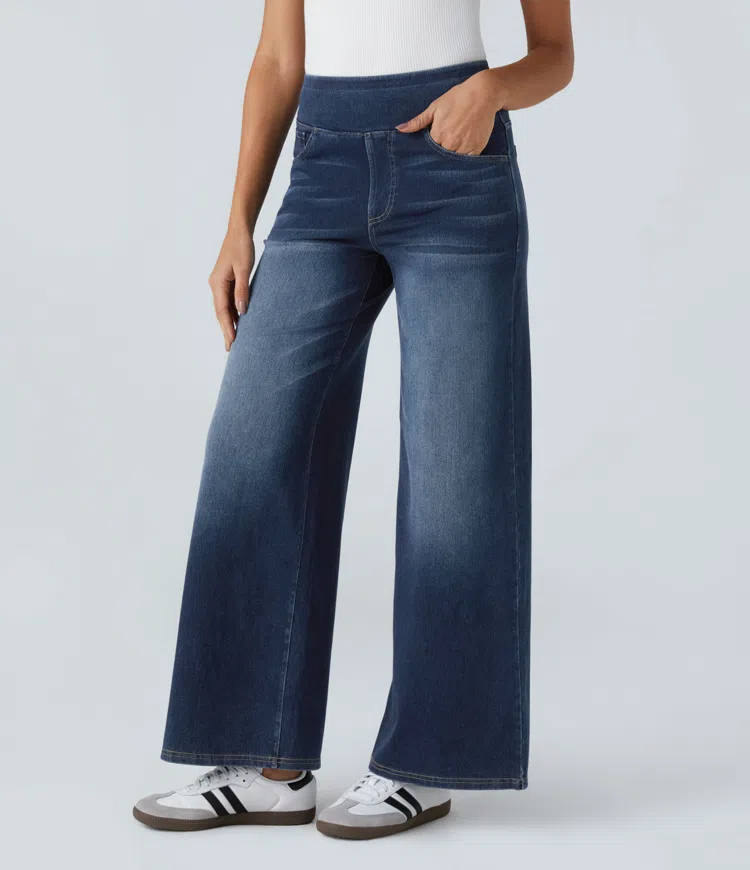Højtaljede Jeans med Brede Ben og Strække til Kvinder - Otana