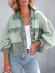 Eloy | Distressed patchwork-jakke med klokkeærmer